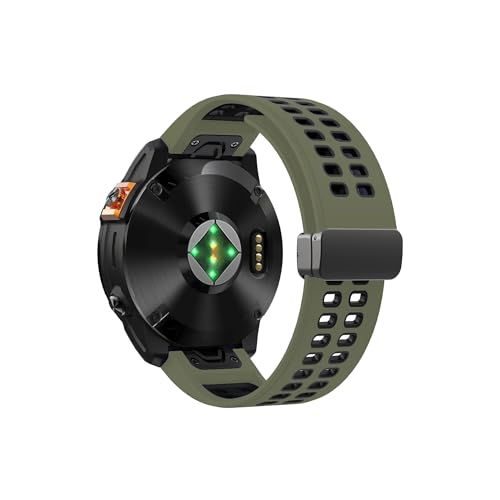 QuickFit 26 mm 22 mm Armband mit magnetischer Faltschnalle, passend for Garmin Fenix ​​7 7X Pro. Silikon-Uhrenarmband, passend for Garmin Fenix ​​7 7X Pro 6 6X (Color : Army Green Black, Size : Quic von UsmAsk