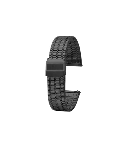 Schnellverschluss, dünnes Edelstahl-Metall-Armband for Herren und Damen, 18 mm, 20 mm, 22 mm, passend for Longines/TISSOT/Casio-Uhrenarmband (Color : Black, Size : 18mm) von UsmAsk