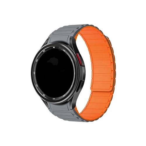 Silikonarmband passend for Samsung Watch 6 5 4 40 44 mm Watch 5 Pro 45 mm Keine Lücke Magnetband passend for Galaxy Watch 6/4 Classic 42 46 43 47 mm (Color : Gray Orange, Size : Watch 4Classic 42mm von UsmAsk