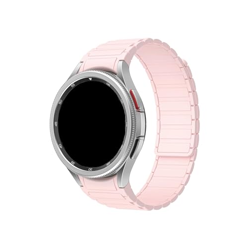 Silikonarmband passend for Samsung Watch 6 5 4 40 44 mm Watch 5 Pro 45 mm Keine Lücke Magnetband passend for Galaxy Watch 6/4 Classic 42 46 43 47 mm (Color : Pink, Size : Galaxy Watch 6 40mm) von UsmAsk