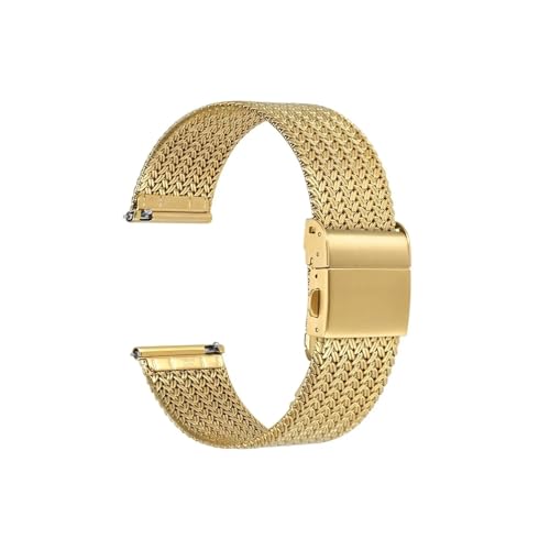 UsmAsk Metall-Uhrenarmbänder aus 316L-Edelstahl, 14 mm, 16 mm, 18 mm, 20 mm, 22 mm, gewebtes Mesh-Schnellverschluss-Armband for Damen und Herren (Color : Gold, Size : 16mm) von UsmAsk