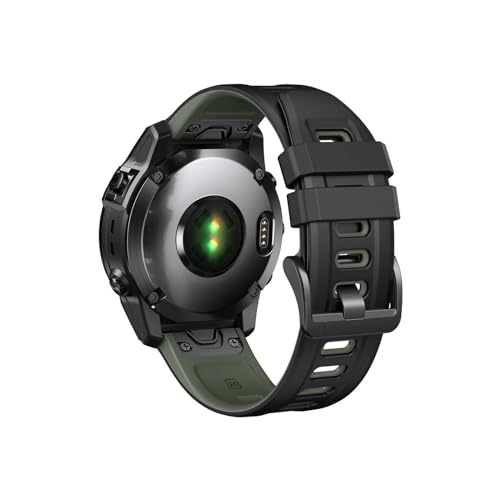 Zweifarbiges weiches Silikonarmband, passend for Garmin Fenix ​​7X Pro. QuickFit 26 mm Uhrenarmband, passend for Garmin Epix Pro Gen 2 51 mm Armband (Color : Black Army green, Size : QuickFit 26mm) von UsmAsk