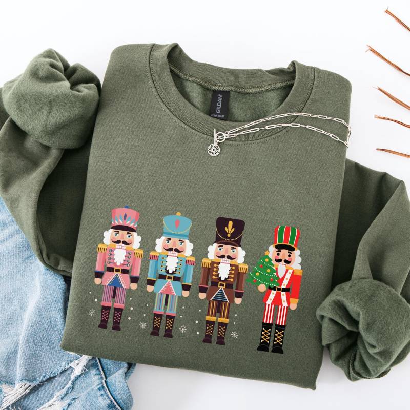 Nussknacker Weihnachten Damen Sweatshirt, Rundhalsausschnitt Urlaub Party T-Shirt Pullover von UsoKaronApparel