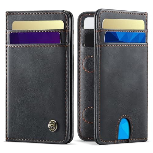 Usroom Geldbörse für Herren, RFID-blockierende Kartenhalter und Geldfächer, Retro Schwarz von Usroom