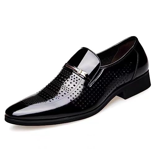 UssPo Handgefertigte italienische Leder Herren-Oxford-Dress-Schuhe in klassischem Schwarz für formelle Geschäftstreffen,Black-43 von UssPo