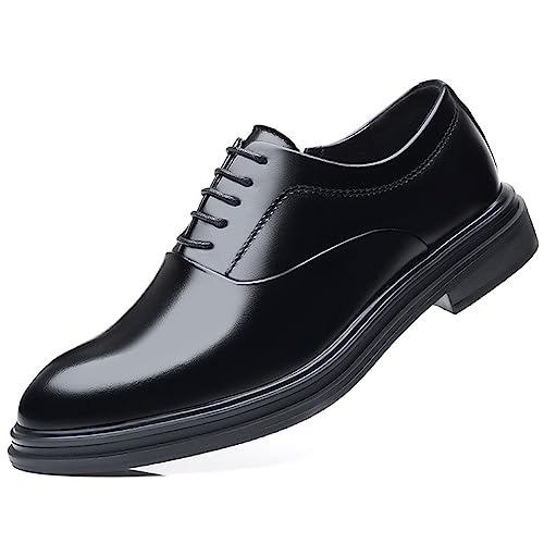 UssPo Herren Kleid Schuhe Formal Business Oxford Schuhe für Männer Classic Casual Lackleder Lace-Up Derby für Hochzeit Party Prom Tägliches Gehen,Black-43 von UssPo