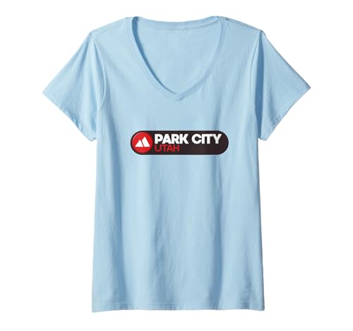 Damen Park City Logo Emblem – Park City Utah T-Shirt mit V-Ausschnitt von Utah Adventure Gear