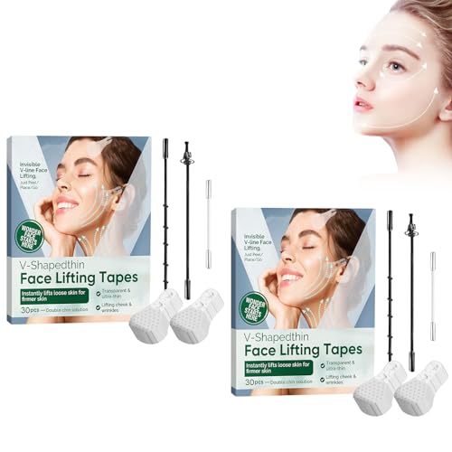 2 Stück à 60 Tabletten Lift Gesicht Aufkleber, Face Lifting Tape, Facelifting Aufkleber, Unsichtbare Dünne Gesicht Aufklebe, Makeup Facelifting Werkzeuge für Gesicht zur Straffung der Haut von Utapossin
