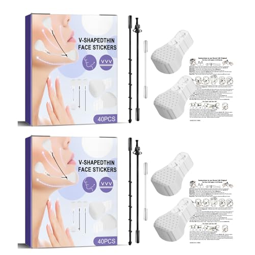 2 Stück à 80 Tabletten Lift Gesicht Aufkleber, Face Lifting Tape, Facelifting Aufkleber, Unsichtbare Dünne Gesicht Aufklebe, Makeup Facelifting Werkzeuge für Gesicht zur Straffung der Haut von Utapossin