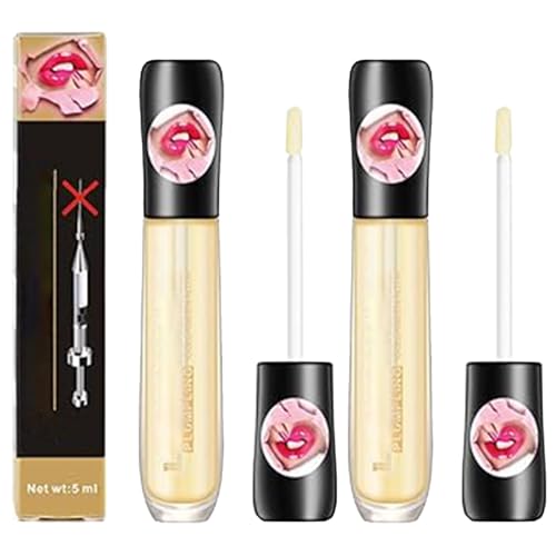 2Pcs Plumping Lip Maximizer Serum – 3D Lip Plumper Extreme für sofort voluminöse Lippen | Lip Gloss Enhancer Booster Volume mit Hyaluron | Transparente Lippenvergrößerung von Utapossin