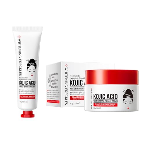 Aufhellende Creme mit Kojisäure + Kojisäure Handcreme – Skin Whitening Cream mit Niacinamid & Hyaluronsäure, Hand Cream for Dry Cracked Hands, Intensive Pflege für strahlende Haut von Utapossin
