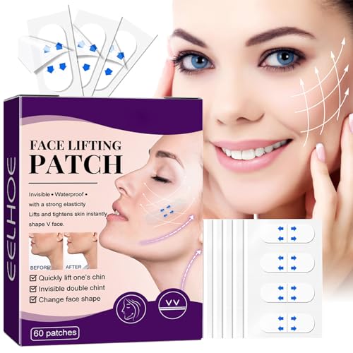 Lift Gesicht Aufkleber, 60 Stück Face Lifting Tape, Facelifting Aufkleber, Unsichtbare Dünne Gesicht Aufklebe, Makeup Facelifting Werkzeuge für Gesicht zur Straffung der Haut von Utapossin