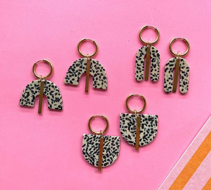 Ohrringe Terrazzo Golden Matt By Hej.ibiz Ute Arnold | Unikate von UteArnoldStudio