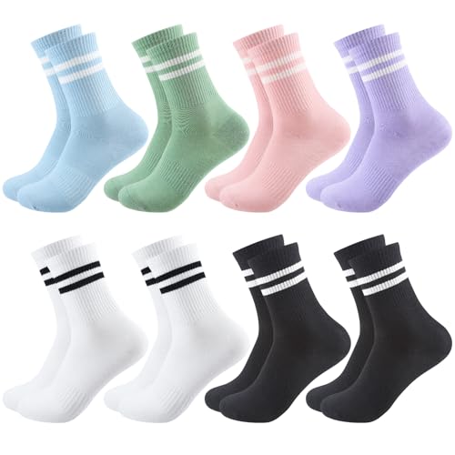 Utensilo 8 Paare Streifen Socken Damen 35-39 Sportsocken Tennissocken Arbeitssocken für Lauf Sport Arbeit von Utensilsto