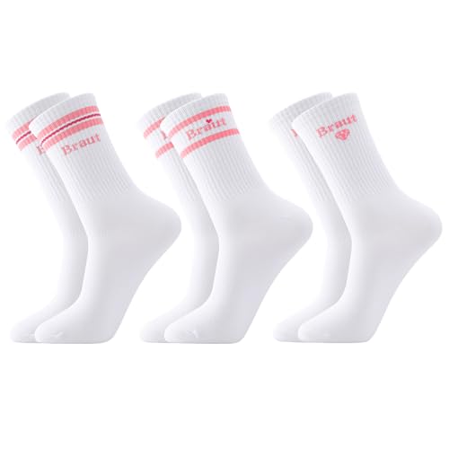 Utensilsto 3 Paar Socken für Braut 39-42 Damen Lustige Hochzeitssocken Frauen Hochzeit Geschenk für Braut Hochzeitsgeschenk Tennissocken Hochzeitssocken sind das perfekte Geschenk von Utensilsto