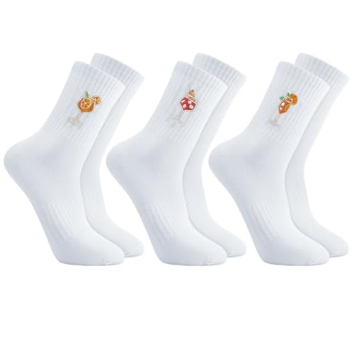 Utensilsto 3 Paar Tennissocken Damen & Herren 39-42 Sportsocken Weiße Socken mit Aperol Spritz Motiv Tennis Sport Socken Aperol Geschenk für Damen Herren Apero-Liebhaber von Utensilsto