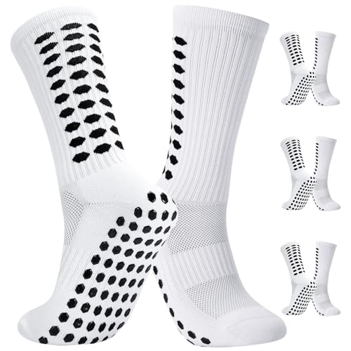 Utensilsto 3 Paare Grip Sportsocken Herren, 39-46 Fußballsocken Anti Rutsch Grip Fussball Socken Rutschfeste Fußball Socken Sportsocken für Fussball Basketball Laufen von Utensilsto