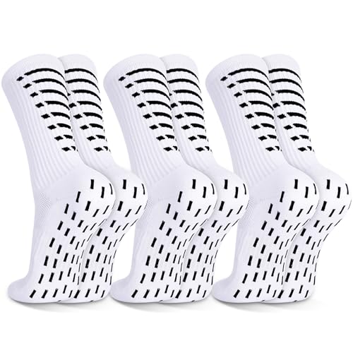 Utensilsto 3 Paare Grip Socken Fussball Fußballsocken für Herren Damen, Football Socks Sportsocken 38-46 Fussball Socken Männer Socken Fussball Grip Socks für Fussball Basketball von Utensilsto