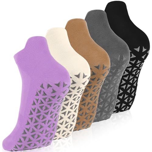 Utensilsto 5 Paar Yoga Socken Damen Antirutsch Socken Pilates Socken Rutschfeste Socken, EU 35-41 Sportsocken für Yoga, Barre, Pilates, Stoppersocken für Damen Herren von Utensilsto