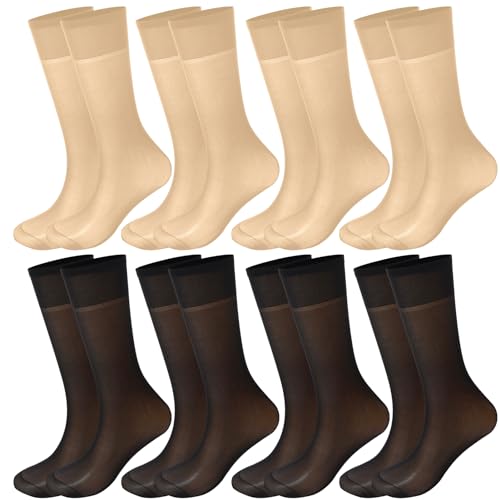 Utensilsto 8 Paar Damen Kniestrümpfe, 15 DEN Transparente Nylon Fein-Kniestrümpfe, Glatt, Softig & hautfreundlich Seidenfein Socken von Utensilsto