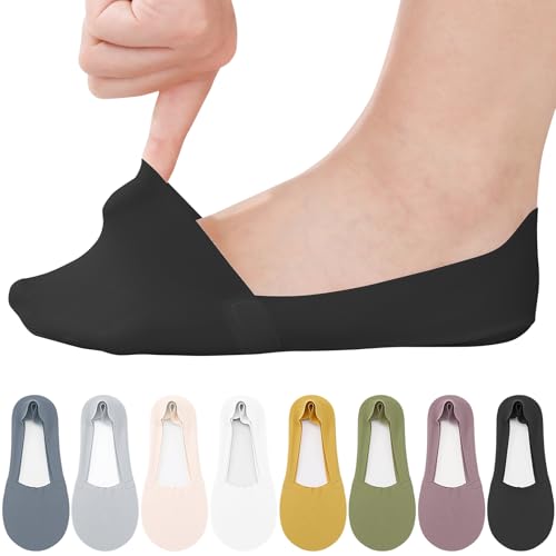 Utensilsto Füßlinge Ballerina Socken Damen 36-40,8 Paar Sneaker Socken Rutschfeste Unsichtbare Füsslinge No Show mit Siliconpad für Loafer Flache Schuhe von Utensilsto