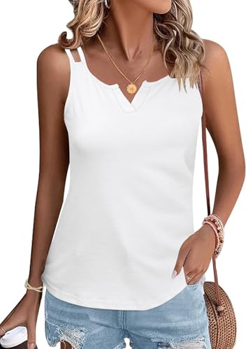 Utitrane Damen Cami Tank top Spaghettiträger Trägertop Lässiges Shirt Basic Elegant Blusentop (S, Weiß) von Utitrane
