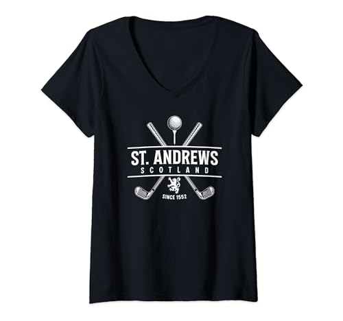 Damen St. Andrew Scotland Golf seit 1552 T-Shirt mit V-Ausschnitt von Utopia Sport St. Andrews Shop
