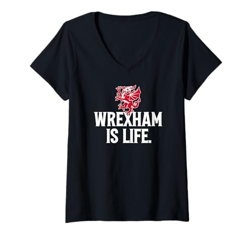 Damen Wrexham Is Life Wales, Welsh Rampant Dragon 2 T-Shirt mit V-Ausschnitt Damen Wrexham Is Life Wales, Welsh Rampant Dragon 2 T-Shirt mit V-Ausschnitt von Utopia Sport Wrexham Shop