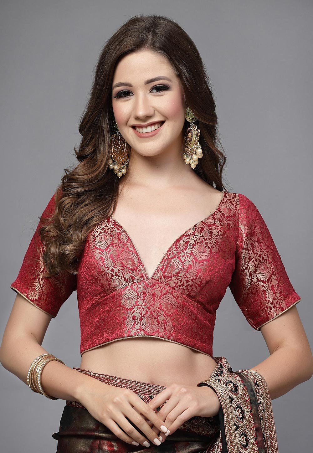 Brokat Bluse in Maroon Brokat Bluse in Maroon von UtsavFashion