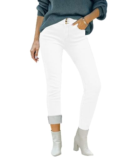 Utyful Damen-Jeans, mit Fleece gefüttert, hohe Taille, Stretch, Thermo-Fleece, Denim-Jeggings, Skinny, warme Leggings, gefütterte Hose für den Winter, Weiss/opulenter Garten, X-Groß Utyful Damen-Jeans, mit Fleece gefüttert, hohe Taille, Stretch, Thermo-Fleece, Denim-Jeggings, Skinny, warme Leggings, gefütterte Hose für den Winter, Weiss/opulenter Garten, X-Groß von Utyful