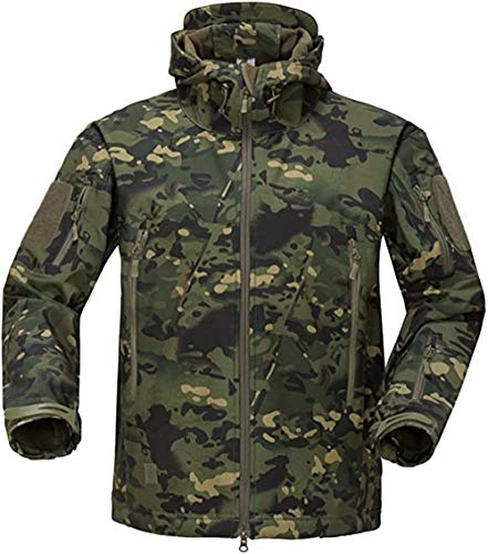 Uugood Herren Softshelljacke Taktische Fleece Jacke Winter Warm Combat Kapuze Militär Mantel, Grün., XXL von Uugood