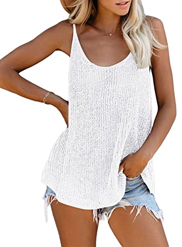 Uusollecy Damen Sommer Top V-Ausschnitt Tank Top Ärmellose Stricken Blusentop Oberteile Casual T-Shirts Tank Tunika von Uusollecy