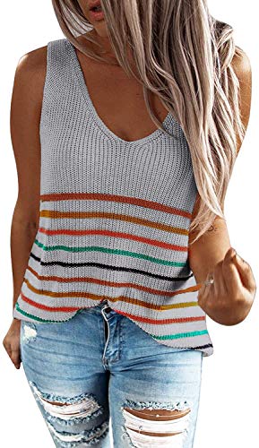 Uusollecy Damen Tanktop Bunt Bluse Ärmellose Blusentop Oberteile Casual T-Shirts Tank Tunika von Uusollecy