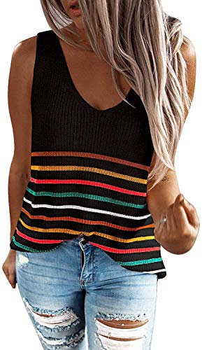 Uusollecy Damen Tanktop Bunt Bluse Ärmellose Blusentop Oberteile Casual T-Shirts Tank Tunika von Uusollecy