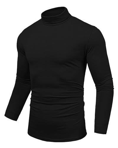 Uusollecy Rollkragenshirt Herren Slim Fit Elastisch Rollkragen Basic Langarmshirts Leichtes Langarm Rollkragenpullover Schwarz XL von Uusollecy