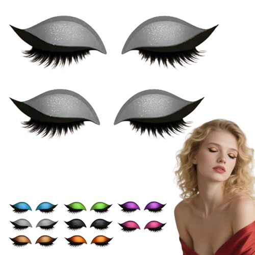 Lazy Eye Shadow Eyelash Patch,2-in-1 Wiederverwendbare Augen Make-up Aufkleber,Eyeshadow Eyelashes Makeup Stickers,lazy Eye Shadow Wimpernpflaster,Natural Curl, Waterproof, Long-Lasting-H-2pcs von Uuxkgu