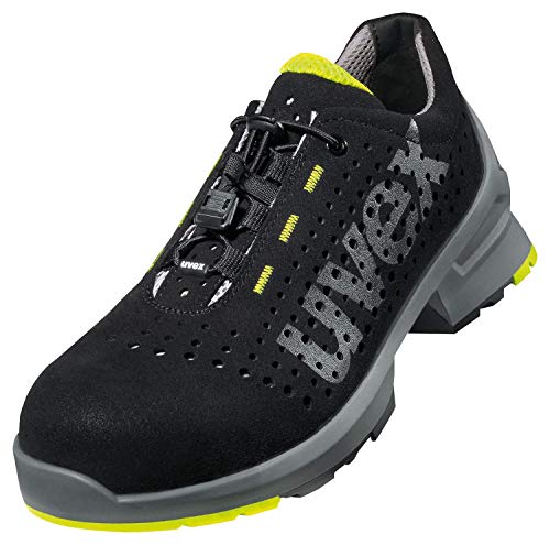 Uvex 1 gelochter Halbschuh, Sicherheitsschuhe S1 SRC, Arbeitsschuhe für Damen & Herren, Schwarz/Lime, Größe 37 von Uvex