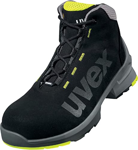 Uvex 1 Sicherheitsschuhe S2 SRC, Stiefel, Arbeitsschuhe für Herren, Schwarz/Lime, Größe 44 von Uvex