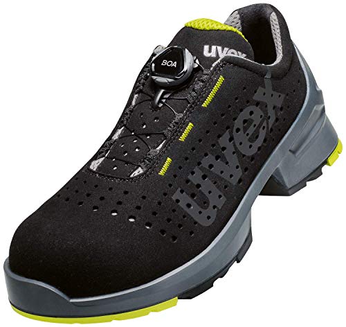 Uvex 1 BOA Sicherheitsschuhe S1 SRC, Halbschuhe, leichte Arbeitsschuhe für Damen & Herren, Schwarz/Lime, Größe 39 von Uvex