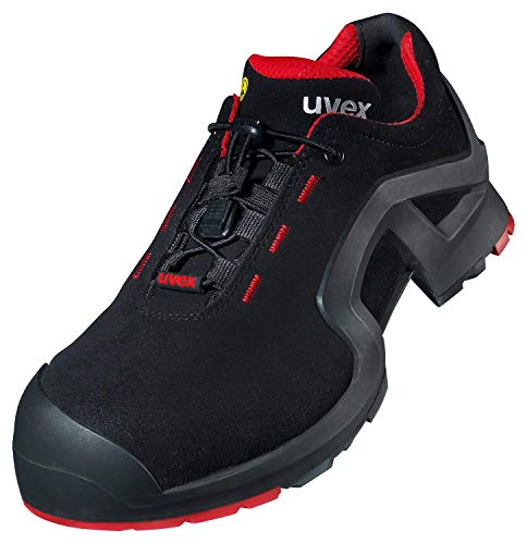Uvex 1 Extended Support Arbeitsschuhe 85162 - Sicherheitsschuhe S3 SRC ESD - Gelochter Arbeitsschuh für Damen & Herren - Sicherheitsschuh mit Kunststoffkappe für Frauen, Rot / Schwarz, 37 EU von uvex