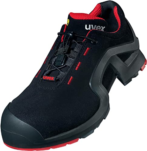 Uvex 1 Extended Support Arbeitsschuhe 85162 - Sicherheitsschuhe S3 SRC ESD - Gelochter Arbeitsschuh für Damen & Herren - Sicherheitsschuh mit Kunststoffkappe für Frauen, Rot / Schwarz, 51 EU von Uvex