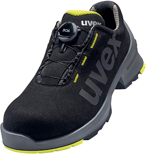 Uvex 1 Halbschuh mit BOA Fit System, Sicherheitsschuhe S2 SRC, Arbeitsschuhe für Damen & Herren, Schwarz/Lime, Größe 39 von Uvex