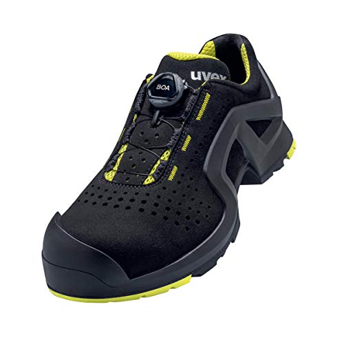 Uvex 1 X-tended Support Damen und Herren Halbschuh mit Boa® Fit System 6568.1 S1 P SRC Weite 10 - Schwarz/Lime - Gr. 40 von Uvex