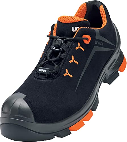 Uvex 2 Halbschuh, Sicherheitsschuhe S3 SRC, Arbeitsschuhe für Damen & Herren, Schwarz/Orange, Weite 14/Extraweit, Größe 40 von Uvex