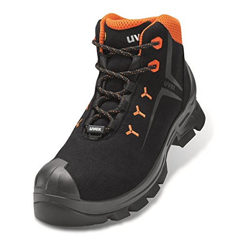 Uvex 2 MACSOLE Schnürstiefel S3L - Sicherheitsschuhe für mittelschwere Einsatzbereiche - dämpfend & atmungsaktiv - schwarz, orange - Größe 47 von Uvex