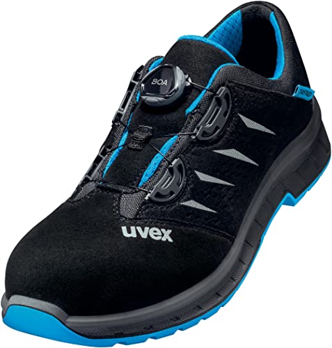 Uvex 2 Trend Halbschuh mit BOA Fit System, Sicherheitsschuhe S1 P SRC, Arbeitsschuhe für Herren, Schwarz/Blau, Größe 41 von Uvex