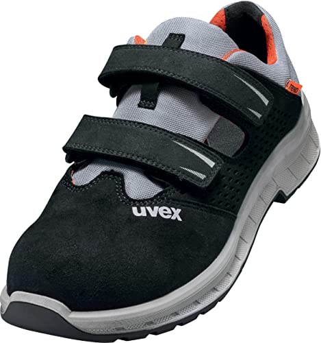Uvex 2 Trend Sandale, Sicherheitsschuhe S1 P SRC, Arbeitsschuhe für Herren, Schwarz/Grau/Orange, Größe 46 von Uvex