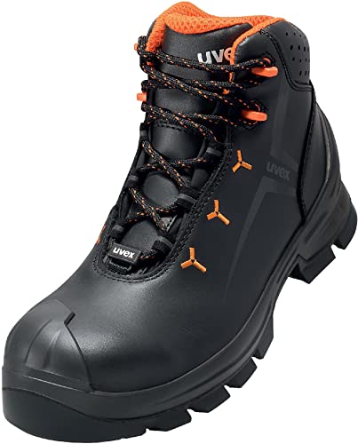 Uvex 2 MACSOLE Schnürstiefel, Arbeitsschuhe S3 HI HRO SRC, Sicherheitsschuhe für Damen und Herren, Schwarz/Orange, Größe 41 von Uvex