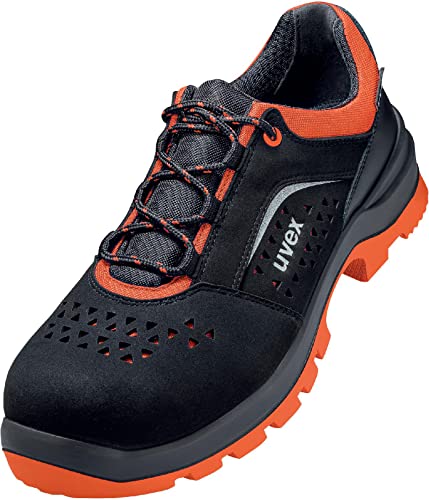 Uvex 2 xenova Sicherheitsschuhe S1 SRC, Halbschuhe, Arbeitsschuhe für Herren, Schwarz/Orange, Größe 39 von Uvex