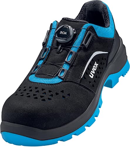 Uvex 2 xenova Halbschuh mit BOA Fit System, Sicherheitsschuhe S1 P SRC, Arbeitsschuhe für Damen & Herren, Schwarz/Blau, Größe 38 von Uvex